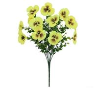 Bouquet de pensées artificielles tricolores violettes conçues pour suspendre des paniers, des boîtes de fenêtre et une décoration printanière (jaune)