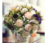 Bouquet de pivoines et roses artificielles