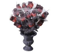 Widmann S.r.l. Bouquet de roses – Toile d'araignée, roses rouges 35 cm (Halloween)