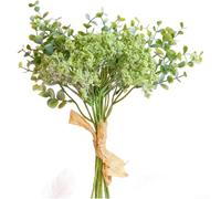 Bouquet d'eucalyptus artificiel en soie blanche (vert plein) | Feuilles de soie réalistes, haleine réaliste de bébé, pas besoin d'arrosage, finition blanche élégante, beauté durable