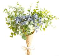 Bouquet d'eucalyptus artificiel en soie blanche (violet) | Feuilles de soie réalistes, haleine réaliste de bébé, pas besoin d'arrosage, finition blanche élégante, beauté durable