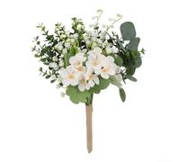 Bouquet d'orchidée eucalyptus artificielle 40 cm Fleur de mariage | Les fleurs en tissu réalistes offrent une décoration élégante pour la maison et un arrangement de mariage avec peu