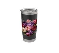 Bouquet floral colibri pivoine botanique jardin art Gobelet isotherme en acier inoxydable double paroi
