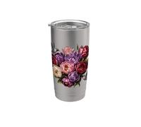 Bouquet floral colibri pivoine botanique jardin art Gobelet isotherme en acier inoxydable double paroi
