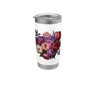 Bouquet floral colibri pivoine botanique jardin art Gobelet isotherme en acier inoxydable double paroi