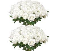 Bouquet réaliste de 60 roses blanches artificielles pour la décoration de Noël