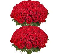 Bouquet réaliste de 60 roses rouges artificielles pour la décoration de Noël