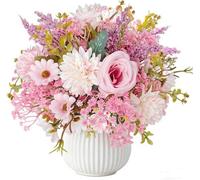 Bouquet réaliste de fleurs en soie dans les tons roses – hortensias, roses et gypsophile – Décoration pour le salon et les mariages