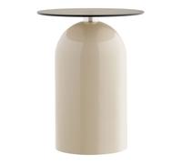 Bout de canapé Ø40cm plateau en verre trempé fumé pied central en métal beige - RAFAELO
