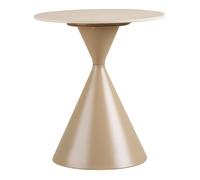 AltoBuy Bout de canapé Ø50cm Plateau en céramique Aspect travertin Pied en métal Beige - Rivage