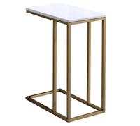 IDIMEX Bout de canapé Debora en métal doré et Plateau rectangulaire en MDF décor Blanc, Table d'appoint Table à café Table Basse de Salon Design Retro Vintage Industriel