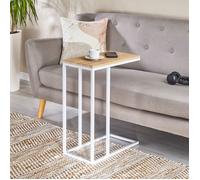 Bout de canapé DEBORA table d'appoint table à café table basse de salon cadre en métal blanc plateau en MDF décor chêne sonoma Chêne Sonoma G