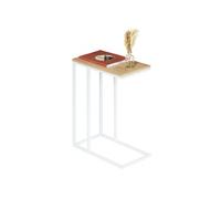 Bout de canapé DEBORA table d'appoint table à café table basse de salon cadre en métal blanc plateau en MDF décor chêne sonoma Chêne Sonoma G