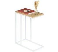 Bout de canapé DEBORA table d'appoint table à café table basse de salon cadre en métal blanc plateau en MDF décor chêne sonoma Chêne Sonoma G