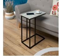 Bout de canapé DEBORA table d'appoint table à café table basse de salon cadre en métal noir et plateau en MDF décor béton