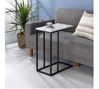Bout de canapé DEBORA table d'appoint table à café table basse de salon cadre en métal noir et plateau en MDF décor marbre blanc
