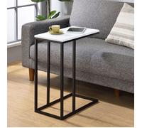 Bout de canapé DEBORA table d'appoint table à café table basse de salon cadre en métal noir plateau rectangulaire en MDF blanc mat