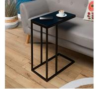 IDIMEX Bout de canapé Debora Table d'appoint Table à café Table Basse de Salon Design Retro Vintage Industriel, Plateau rectangulaire en MDF décor Noir Mat et Cadre en métal Noir