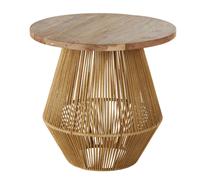 Bout de canapé en bois d'acacia et corde de jute 60.5x58x60.5cm Marron