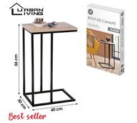 Bout de canapé industriel Colorado - URBAN LIVING - L. 40 x H. 66 cm - Noir - Métal
