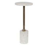 Bout de canapé rond en marbre blanc et aluminium H60 cm Clyde - Amadeus
