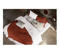 Bout de lit double gaze de coton à pompons 90 x 200 cm Gaia Terracotta