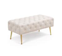 Bout de lit en velours capitonné MONACO 100 cm Beige