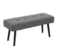 Bout de lit - HOMCOM - rembourré - en velours côtelé et pieds en acier noir - charge 220 Kg - 100 x 36 x 45 cm - gris