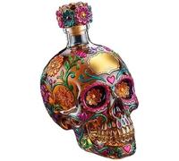 Bouteille à décanter à whisky gothique en forme de tête de mort avec motif floral, bouteille de vin décorative pour la maison, bar, cadeau de fête d'Halloween, décoration de jour des morts (1 pièce)