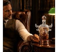 Bouteille à décanter pour whisky, carafe à whisky en verre 3D, motif tête d'animal unique, idéale pour les spiritueux, bar à domicile et cadeau