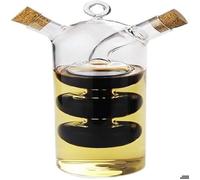 Bouteille à double compartiment intégrée en verre pour assaisonnement huile et vinaigre. Pot à huile en verre borosilicate haute