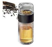 Bouteille À Eau En Verre Infuseur verre, Séparation thé-eau | Isolation Double Paroi Filtre à Herbes en Vrac Portable et Réutilisable pour Chaude et Froide, Eau Fruitée, Noir 280 ml