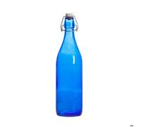Bouteille à limonade - BORMIOLI - Giara - 1 L - verre bleu - bouchon mécanique - réutilisable