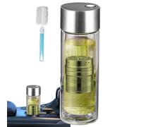 Bouteille à thé en verre avec infuseur à thé portable 400 ml | Gobelet double couche avec couvercle magnétique résistant à la chaleur pour voyage, maison, voiture, école