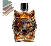Bouteille à whisky en verre vintage avec motif loup à crête avec design robuste et fonctionnel pour affichage à la maison, bar, liqueur sur le thème des animaux de collection