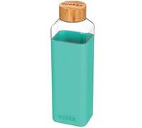 Quokka 8412497400249 Bouteille carrée en Verre avec Housse en Silicone, 700 ML de capacité, Vert bleuté