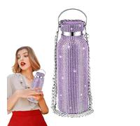 Bouteille d’eau - Bouteille d'eau isolée avec strass - thermique rechargeable à paillettes avec chaîne, cadeaux pour femmes et filles, 350 ml