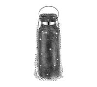 Bouteille d’eau -, Bouteille d'eau isolée en acier inoxydable avec strass, d'eau isolée à paillettes de 350ml, rechargeable, avec chaîne, cadeau pour femmes et filles