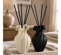 Bouteille de diffuseur de roseaux crème et noir, vase aromatique en forme de bourgeon de fleur avec bâtons noirs, support de parfum minimaliste pour la maison, décoration de coiffeuse de salle de bain
