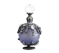 Bouteille de parfum compte-gouttes Vintage en verre givré, récipient vide, creux métal, décor relief, bouchon cristal, huile essentielle, 25ml Pour Commode,Décoration De Table(Blue)