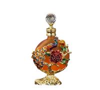 Bouteille de parfum vide rechargeable, Portable, décoration d'intérieur, cadeau for amis, paon, pivoine, Design Vintage en relief, bouteille verre 30ml Pour Commode,Décoration De Table(Orange)