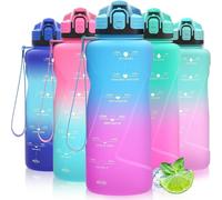 Bouteille de sport avec indicateur de temps, étanche, sans BPA, en Tritan, 2000 ml, bleu-violet