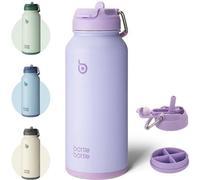Bouteille de sport isotherme en acier inoxydable de 1 litre avec paille - sans BPA, à double paroi, violet vif