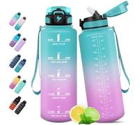 Bouteille de sport Unyqoos® de 1,5 L, étanche, avec paille et indicateurs de temps – ergonomique, adaptée aux boissons gazeuses, fabriquée en copolyester de qualité alimentaire