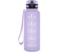 Bouteille de sport Unyqoos® de 1500 ml – couleur lilas clair, en plastique de qualité alimentaire, adaptée aux boissons gazeuses, avec une sangle de transport, un couvercle rabattable et une surface a