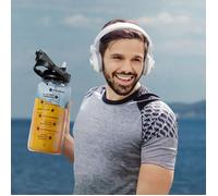 COOK CONCEPT - KA0660 Bouteille de Motivation 2L - Design Moderne avec Repères d'Hydratation - pour Sport et Bureau - Facile à Nettoyer - Noir Transparent