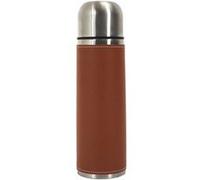 Bouteille de transport isotherme 50cl simili cuir marron avec avec bouton poussoir - -