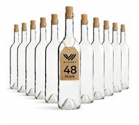 Bouteille de vin 750 ml Bordeaux 48 pièces, Blanc Bouteille de vin avec bouchon, Bouteille de verre vide, Bouteille d'eau, Bouteille de liqueur vide, Accessoires pour le vin, Bouteilles en verre