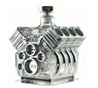 Bouteille de Whisky à Moteur V8, Carafe à Whisky en Forme de Moteur pour Fête, Decanteur Décoratif Thème Automobile, Carafe en Verre avec Bouchon Étanche, Bouteille d'Alcool pour Décoration de Bar