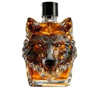 Bouteille de whisky, carcure de whisky en forme tête Wolf 350 ml, bouteilles d'alcool en verre vides uniques drôles pour mari papa, l'alcool les cadeaux.